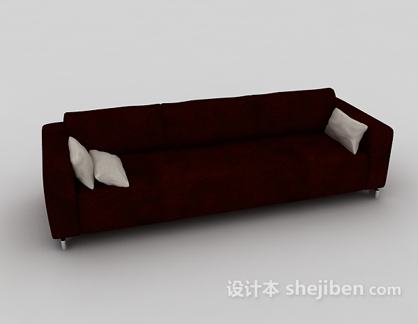 现代风格简约红色多人沙发3d模型下载