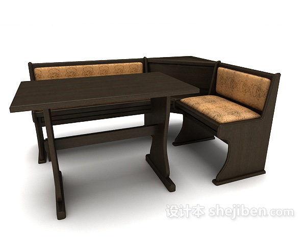 免费餐厅休闲桌椅组合3d模型下载