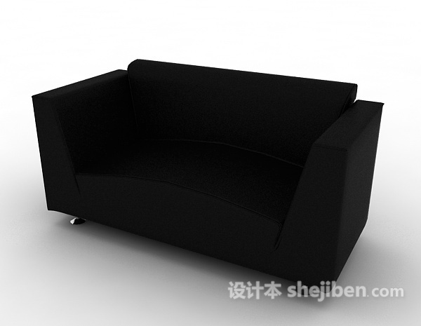 皮质黑色双人沙发3d模型下载