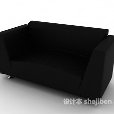 皮质黑色双人沙发3d模型下载