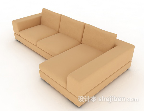 设计本多人黄色沙发3d模型下载