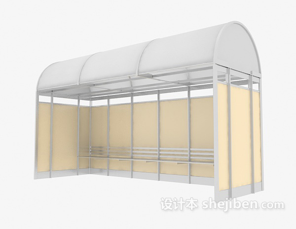 设计本公交站候车厅3d模型下载