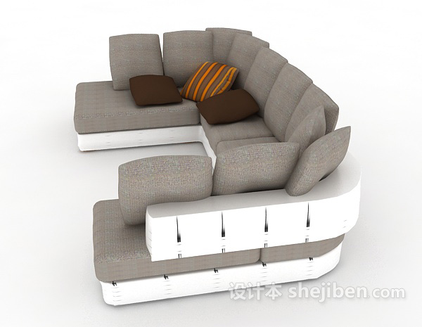 设计本现代灰色组合沙发3d模型下载