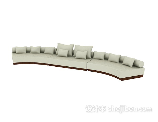 免费浅色组合沙发3d模型下载