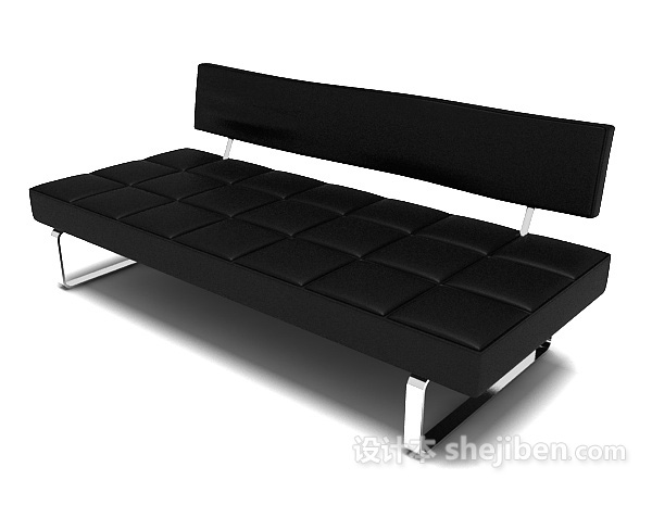 设计本简约黑色皮质沙发3d模型下载