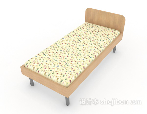 免费实木单人儿童床3d模型下载