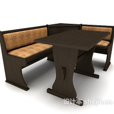 餐厅休闲桌椅组合3d模型下载