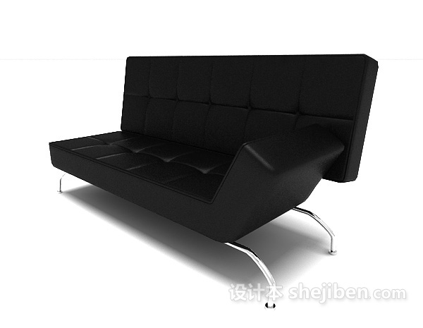 黑色皮质沙发3d模型下载