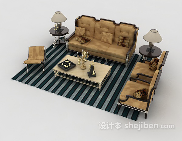 免费欧式家居组合沙发3d模型下载