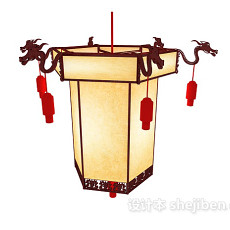 中式风格复古吊灯3d模型下载