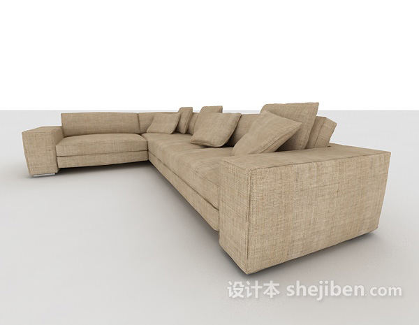 设计本居家浅色多人沙发3d模型下载