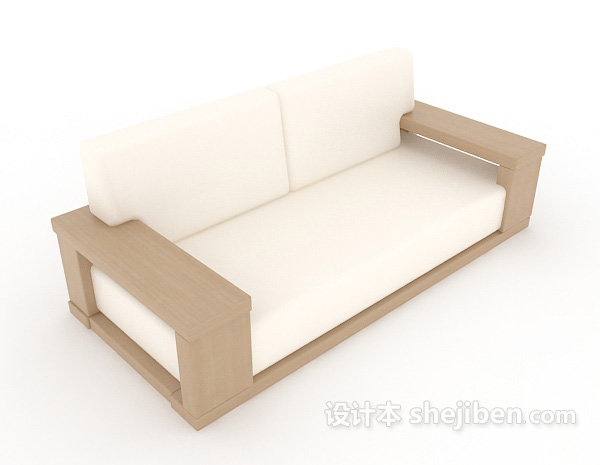 简约实木沙发3d模型下载