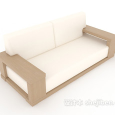 简约实木沙发3d模型下载