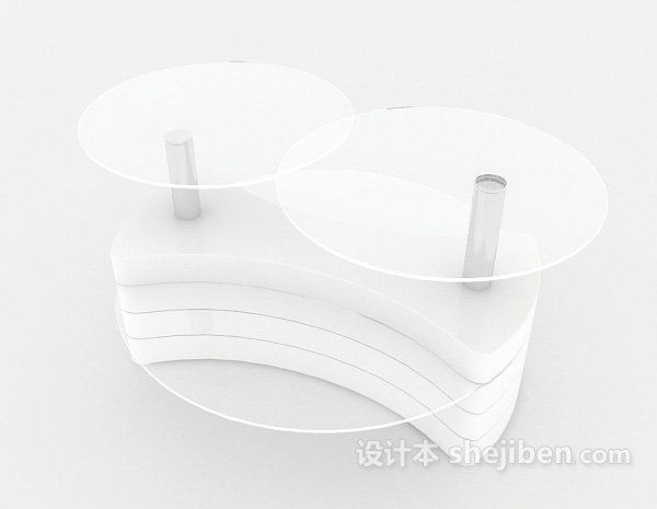现代风格白色玻璃茶几3d模型下载