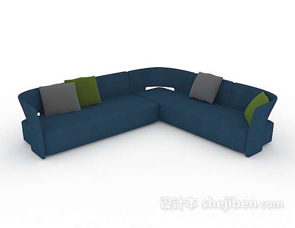 蓝色清新家居沙发3d模型下载