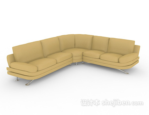 现代风格家庭黄色多人沙发3d模型下载