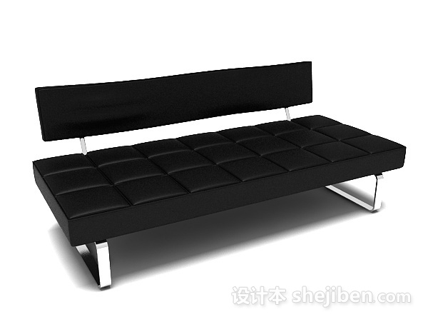 简约黑色皮质沙发3d模型下载