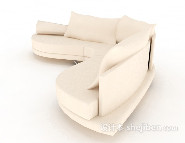 设计本白色皮质多人沙发3d模型下载
