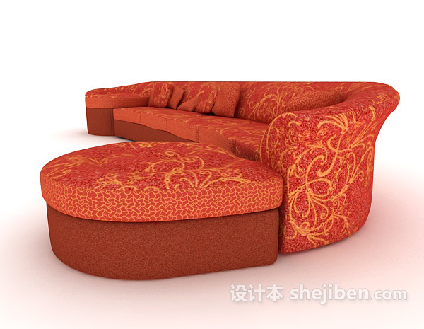 设计本喜庆红色沙发3d模型下载