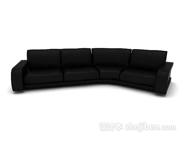 现代风格黑色多人家居沙发3d模型下载
