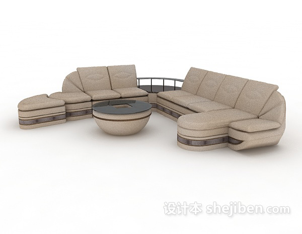 设计本现代灰色多人沙发3d模型下载