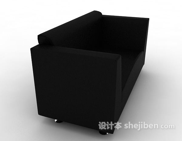 设计本皮质黑色双人沙发3d模型下载