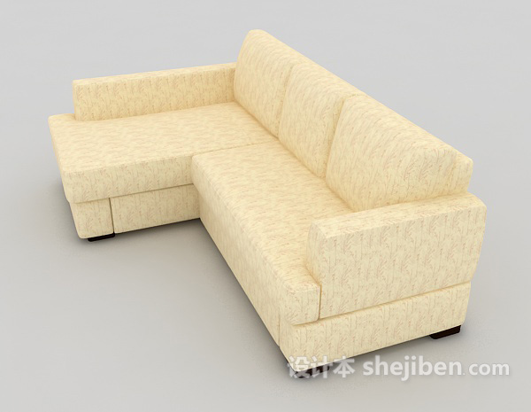 设计本浅黄色多人沙发3d模型下载