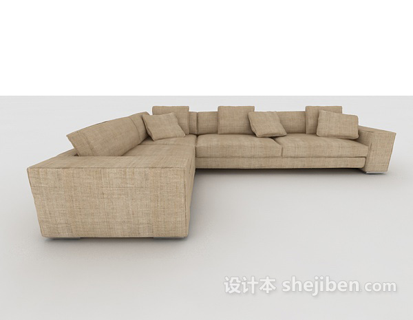 现代风格居家浅色多人沙发3d模型下载