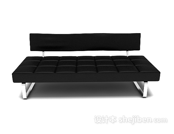 现代风格简约黑色皮质沙发3d模型下载