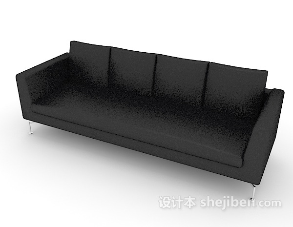 免费黑色皮质多人沙发3d模型下载