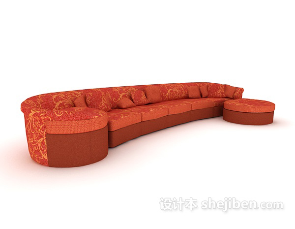 喜庆红色沙发3d模型下载
