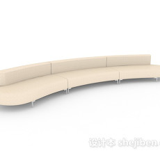 长条白色多人沙发3d模型下载