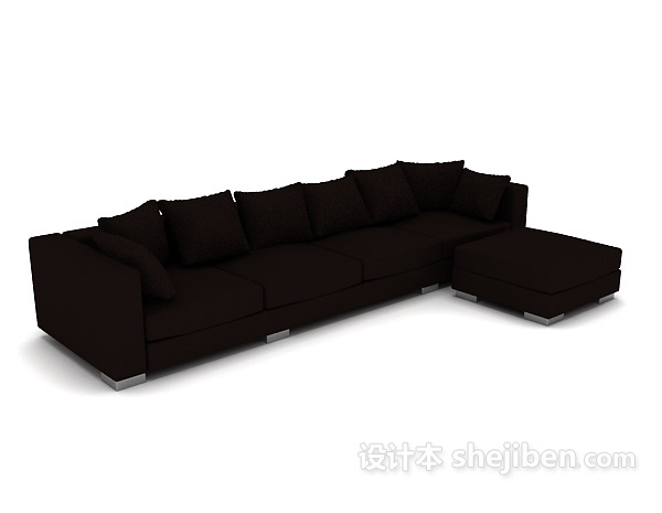 免费棕色居家多人沙发3d模型下载