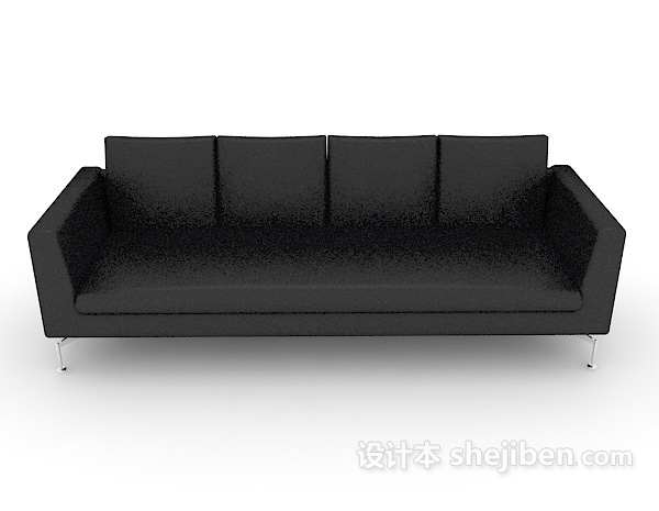 现代风格黑色皮质多人沙发3d模型下载