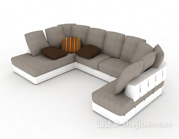 免费现代灰色组合沙发3d模型下载