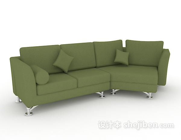 绿色休闲多人沙发3d模型下载