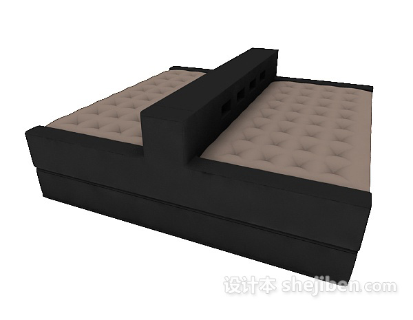 免费常见黑色多人沙发3d模型下载