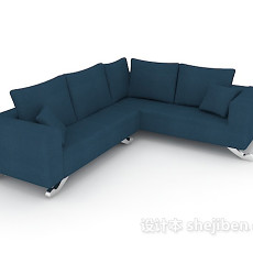 蓝色家居沙发3d模型下载