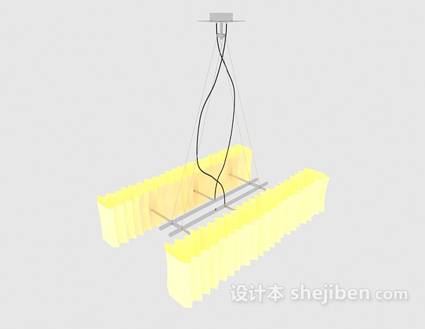 黄色现代工艺吊灯3d模型下载