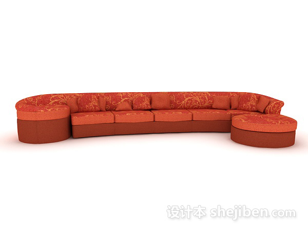 现代风格喜庆红色沙发3d模型下载