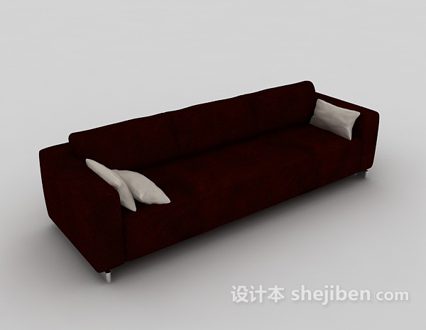简约红色多人沙发3d模型下载