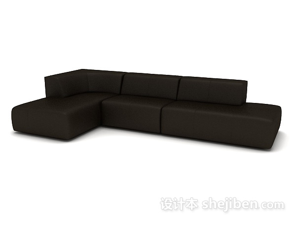 现代风格黑色简约皮质沙发3d模型下载