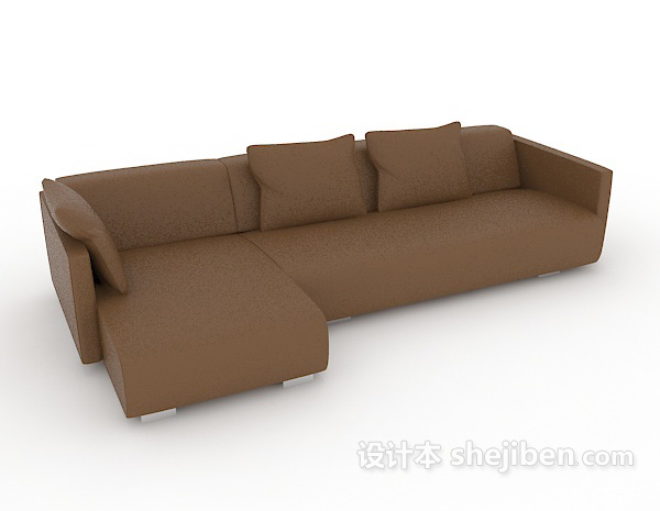 现代风格棕色家居多人沙发3d模型下载