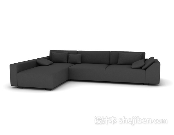 现代风格深色家居多人沙发3d模型下载
