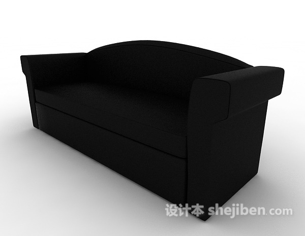 设计本黑色现代双人沙发3d模型下载
