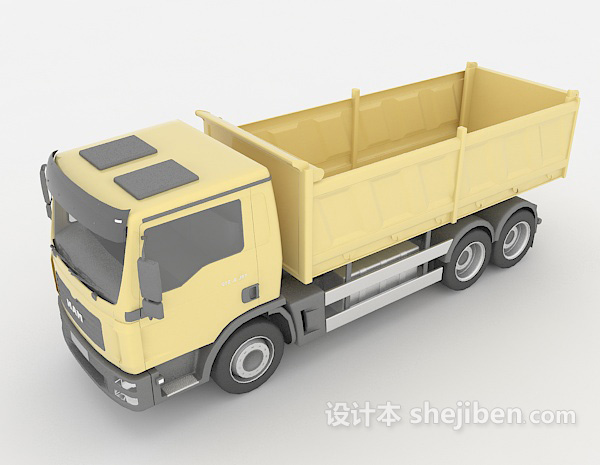 设计本黄色运货卡车3d模型下载