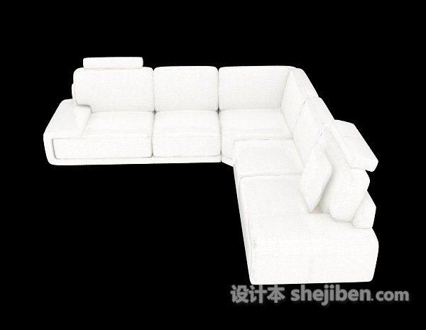 设计本白色简约多人沙发3d模型下载