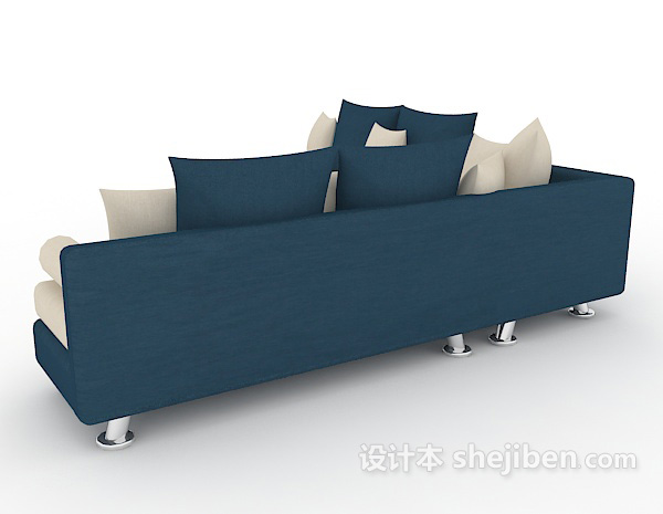 设计本蓝白两色多人沙发3d模型下载