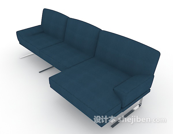 设计本蓝色三人沙发3d模型下载