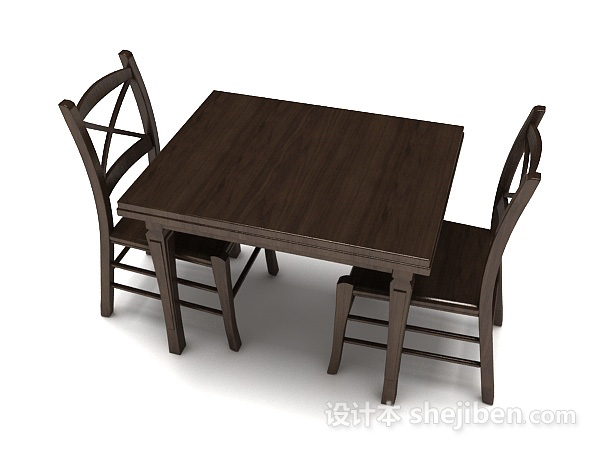 免费实木儿童桌椅3d模型下载